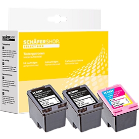 Schäfer Shop Select inkt multipack 2 x zwart en 1 x kleur, vervangt HP 301 (E5Y87EE)