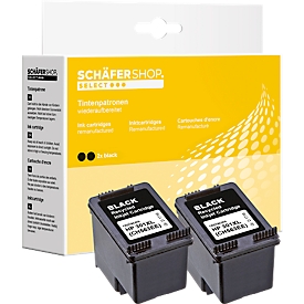 Schäfer Shop Select inktpatronen, vervangt HP 301XL (CH563EE), dubbele verpakking, zwart