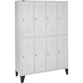 Schäfer Shop  Select Kledinglocker, 4 x 2 compartimenten, met poten, cilinderslot, deur lichtgrijs