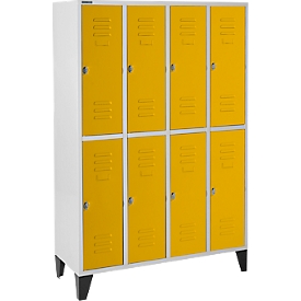 Schäfer Shop  Select Kledinglocker, 4 x 2 compartimenten, met poten, draaigrendelslot, deur geel