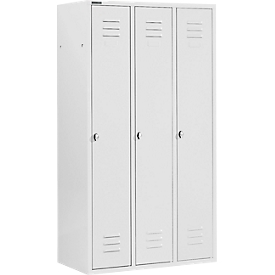 Schäfer Shop Select Kleiderspind mit 3 Abteilen, Drehriegelverschluss, lichtgrau/lichtgrau