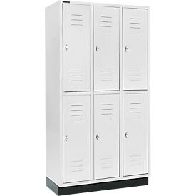 Schäfer Shop Select Kleiderspind, mit 3 x 2 Abteilen, 300 mm, mit Sockel, Drehriegelverschluss, Tür lichtgrau