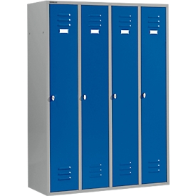 Schäfer Shop Select Kleiderspind mit 4 Abteilen, Drehriegelverschluss, hellsilber/enzianblau