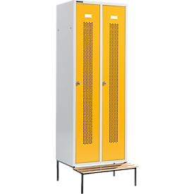 Schäfer Shop Select Kleiderspind, mit Sitzbank, 2 Abteile, 300 mm, Drehriegelverschluss,Tür rapsgelb