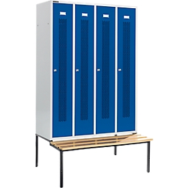 Schäfer Shop Select Kleiderspind, mit Sitzbank, 4 Abteile, 300 mm, Zylinderschloss, Tür enzianblau