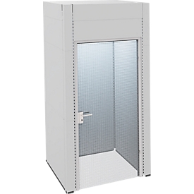 Schäfer Shop Select Kleinraumkabine, geschlossen, Schallschutzklasse B, LED, B 1230 x T 1230 x H 2610 mm, Stahlblech/Polyestervlies, lichtgrau/reinweiß