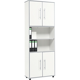 Schäfer Shop Select Kombischrank Moxxo IQ, Holz, 4 Flügeltüren, 2 offene Fächer, 6 OH, B 801 x T 362 x H 2166 mm, weiß 