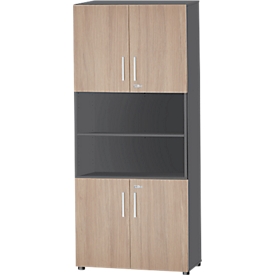 Schäfer Shop Select Kombischrank SET UP, 6 OH, B 800 x T 420 x H 2240 mm, graphit/eiche