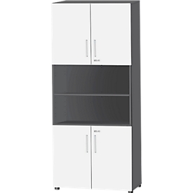 Schäfer Shop Select Kombischrank SET UP, 6 OH, B 800 x T 420 x H 2240 mm, graphit/weiß