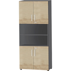 Schäfer Shop Select Kombischrank SET UP, 6 OH, B 800 x T 420 x H 2240 mm, graphit/WildWildeiche