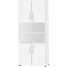 Schäfer Shop Select Kombischrank Start Off, 6 OH, 4 OH m. Tür, abschließbar, B 800 x T 420 x H 2240 mm, weiß/weiß