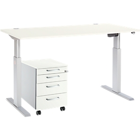 Schäfer Shop Select Komplettset Schreibtisch und Rollcontainer ERGO-T, einstufig höhenverstellbar, Tisch B 1600 mm, 
