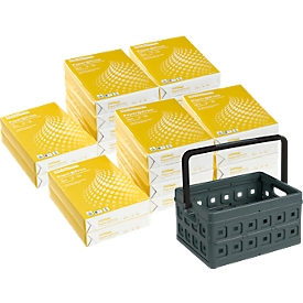 Schäfer Shop Select Kopieerpapier Paper@Print, A4, 80 g/m², wit, 2 dozen van 10 x 500 vel + 1 gratis Sunware vouwbak