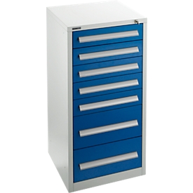 Schäfer Shop Select ladekast SF 70, 7 laden, lichtgrijs RAL 7035 gentiaanblauw RAL 5010