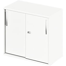 Schäfer Shop Select LOGIN armario con puertas correderas, 2 alturas de archivo, ancho 800 x fondo 420 x alto 726 mm, blanco/blanco