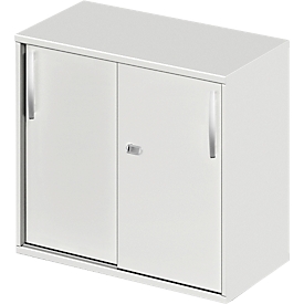 Schäfer Shop Select LOGIN armario con puertas correderas, 2 alturas de archivo, ancho 800 x fondo 420 x alto 726 mm, gris claro/gris claro