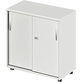 Schäfer Shop Select LOGIN armario de puertas correderas, 2 alturas de archivador, An 800 x P 420 x Al 788 mm, gris claro/gris claro
