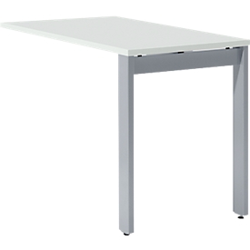 Schäfer Shop Select LOGIN extension table, 4-legged, W 1000 x D 600 x H 740 mm, light gray/white aluminum