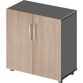 Schäfer Shop Select LOGIN kast, 2 dossierhoogtes, B 800 x D 420 x H 788 mm,grafiet/eikenhout