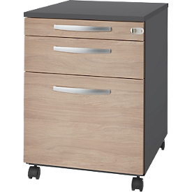 Schäfer Shop Select Login ladeblok, HR uittrekbaar+uittrekbare lade+lade, afsluitbaar, hout, B 431 x D 580 x H 595 mm, grafiet/eiken