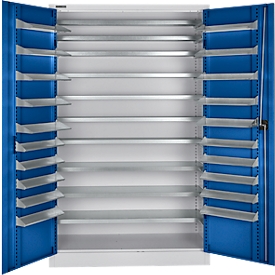 Schäfer Shop Select Magazinschrank, 10 Fachböden, ohne Ausstattung, B 1200 x T 500 x H 1935 mm, Stahl, weissaluminium/enzianblau