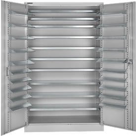 Schäfer Shop Select Magazinschrank, 10 Fachböden, ohne Ausstattung, B 1200 x T 500 x H 1935 mm, Stahl, weissaluminium