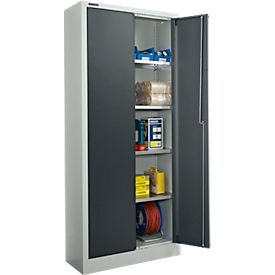 Schäfer Shop Select Materialschrank, abschließbar, 4 verzinkte Böden, 5 OH,  B 800 x T 400 x H 1935 mm, Stahl, lichtgrau/anthrazitgrau