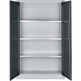 Schäfer Shop Select Materialschrank  MSI 16409i, B 950 x T 400 x H 1535 mm, 3 Böden, Stahl, Weißalu/anthrazitgrau