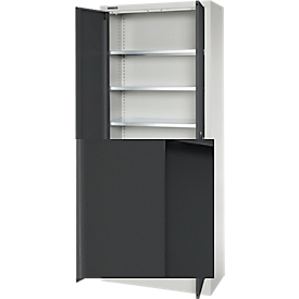 Schäfer Shop Select Materialschrank MSI 2409, Stahl, 6 Fachböden, B 950 x T 400 x H 1935 mm, lichtgrau/anthrazitgrau