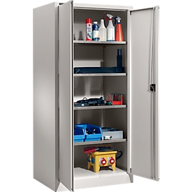 Schäfer Shop Select Materialschrank MSI 2509 S, verstärkte Ausführung, bis 100 kg/Fachboden, B 950 x T 500 x H 1935 mm, lichtgrau/lichtgrau 