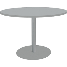 Schäfer Shop Select Mesa con base circular, ø 1200 x Al 617-817 mm, gris luminoso 