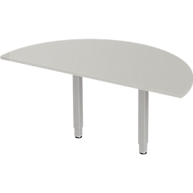 Schäfer Shop Select mesa extensible PLANOVA ERGOSTYLE, 1/2 círculo, aluminio gris claro/blanco 