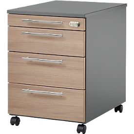 Schäfer Shop Select mobile pedestal Start Off 1233, 3 drawers, utensil drawer, W 432 x D 580 x H 595 mm, graphite/oak