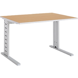 Schäfer Shop Select Moxxo IQ desk, rectangular, C-leg, W 1200 x D 800 x H 735 mm, beech finish