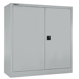 Schäfer Shop Select MS iCONOMY hinged door cabinet, steel, 3 file heights, W 950 x D 400 x H 1215 mm, white aluminum RAL 9006