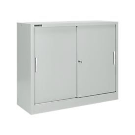 Schäfer Shop Select MS iCONOMY sliding-door cupboard, steel, 3 filing heights, W 1200 x D 400 x H 1215 mm, light grey RAL 7035