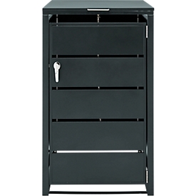 Schäfer Shop Select Mülltonnenbox, 1-fach, bis 240 l, mit Deckel, B 690 x T 800 x H 1160 mm, Stahl, anthrazitgrau RAL 7016