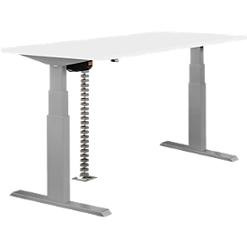 Schäfer Shop  Select NEVADA Bureautafel ,elektrisch in hoogte verstelbaar, breedte 1600 mm, tweetraps H 640 - 1300 mm, wit blad en alu onderstel 