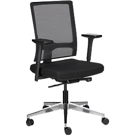 Schäfer Shop Select office chair NET MATIC, with armrests, auto-synchro mechanism, contoured seat, mesh back, black/alusilver
