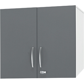 Schäfer Shop  Select Opzetkast LOGIN, 2 ordnerhoogten, handgreep onderaan, B 800 x D 420 x H 726 mm, wit/grafiet 