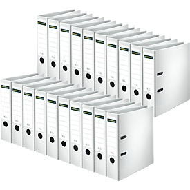Schäfer Shop Select Ordner, DIN A4, Rückenbreite 80 mm, 20 Stück, Polypropylen und Recyclingpapier, weiß