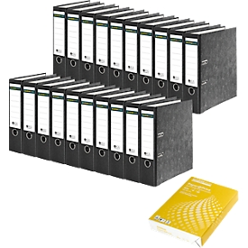 Schäfer Shop Select Ordner, schwarz, DIN A4, 80 mm, 20 Stück + GRATIS  Kopierpapier