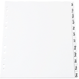 Schäfer Shop Select Ordnerregister, für DIN A4, kalenderisch, Jan.-Dez., 12 Fächer, Poylpropylen, weiß