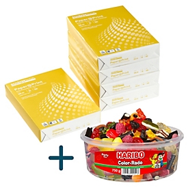 Schäfer Shop Select Papier à copier Paper@Print, DIN A4, 80 g/m², blanc, 5000 feuilles + GRATUIT Haribo Color-Rado 750 g Party-Box