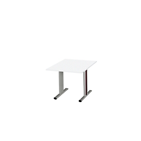 Schäfer Shop Select Planova Basic mesa de reuniones, cuadrada, pie T, ancho 1000 x fondo 1000 x alto 717 mm, aluminio blanco/blanco RAL 9006 