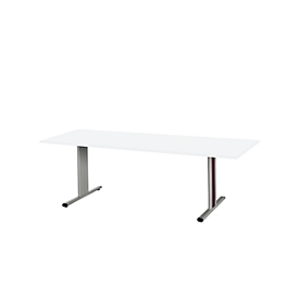 Schäfer Shop  Select Planova vergadertafel, rechthoekig, 2000 x 800 mm, wit, accentlijsten bordeaux-violet 