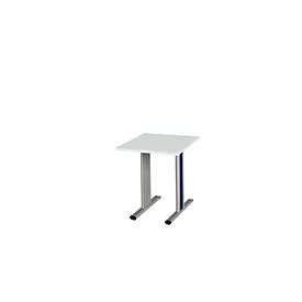 Schäfer Shop  Select Planova vergadertafel, vierkant, 800 x 800 mm, lichtgrijs, accentlijsten gentiaanblauw 