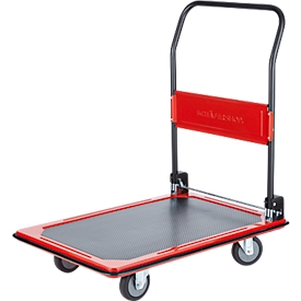 Schäfer Shop Select Plattformwagen 210B, faltbar, Stahl pulverbeschichtet, PUR-Räder, B 615 x T 880 x H 1000 mm, bis 370 kg, schwarz/rot