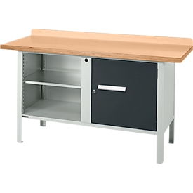 Schäfer Shop Select PWi 150-1 banco de trabajo tipo caja, tablero multiplex de haya, hasta 750 kg, An 1500 x Pr 700 x Al 840 mm, antracita
