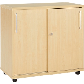 Schäfer Shop Select Rangement à portes coulissantes, bois, 2 étagères, L 800 mm x P 421 x H 750 mm, bois d'érable
